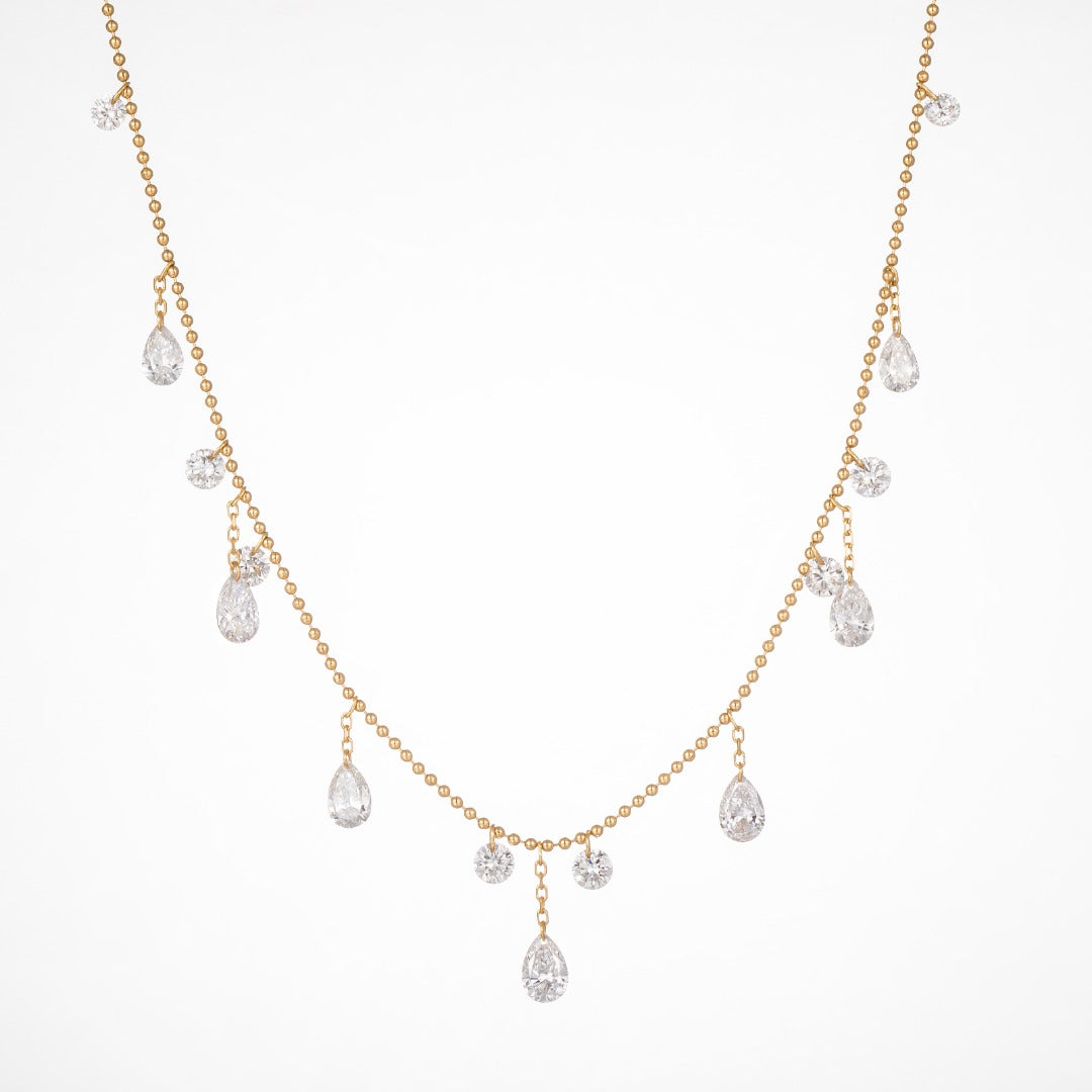 18K 金培育鑽石項鍊 2.59ct - 15 顆副石奢華款 45cm (ZBN0117)