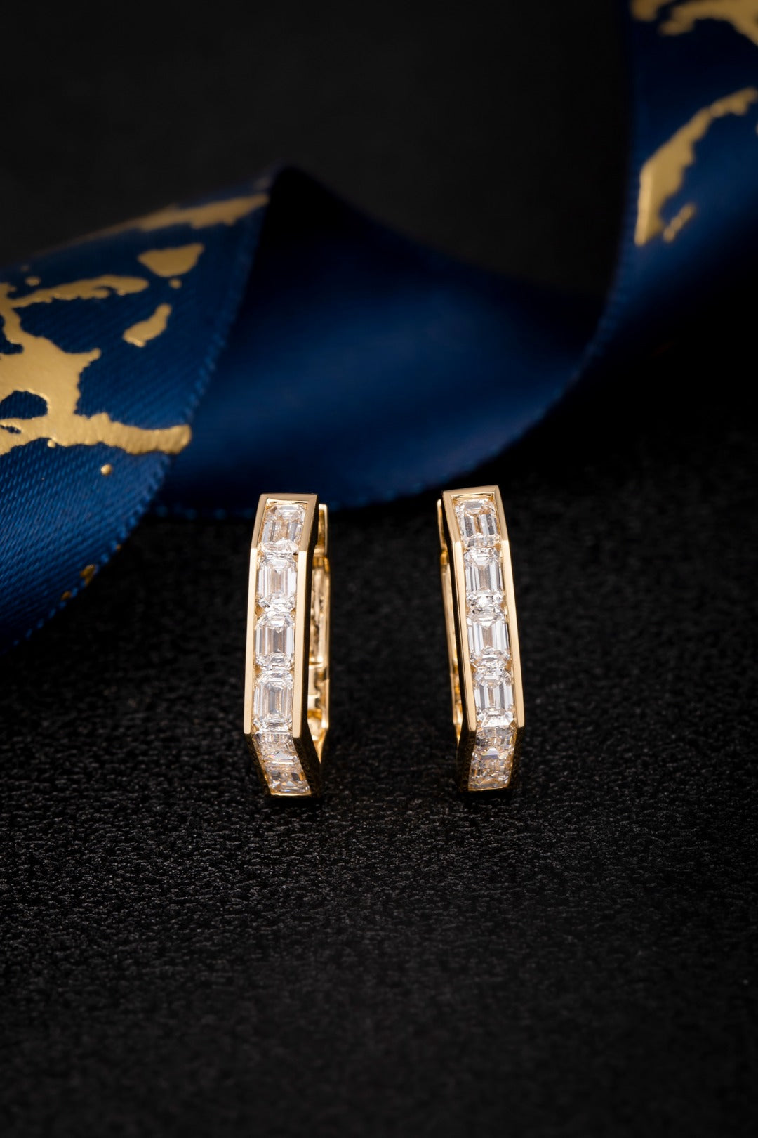 14K 黃金培育鑽石耳環 1.34ct - 12 顆副石華麗款 (ZBE0179)