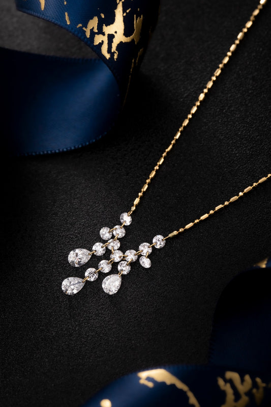 18K金培育鑽石項鍊 45cm | 1.63克拉 16顆鑽石 | ZBN0129