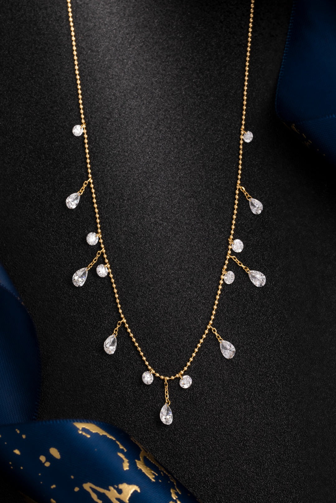 18K 金培育鑽石項鍊 2.59ct - 15 顆副石奢華款 45cm (ZBN0117)