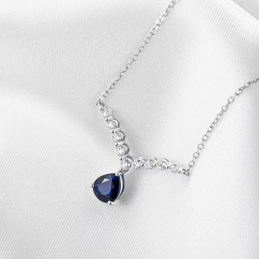 18K 金天然藍寶石項鍊 0.83ct - 主石配鑽石副石奢華款 (1020257)