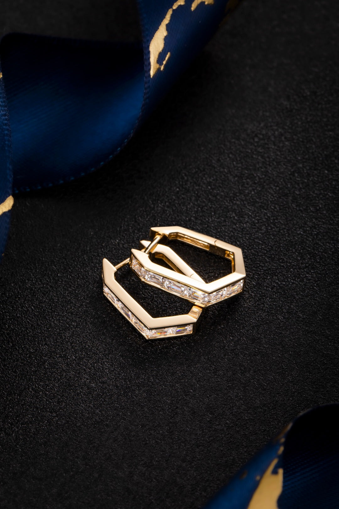 14K 黃金培育鑽石耳環 1.34ct - 12 顆副石華麗款 (ZBE0179)