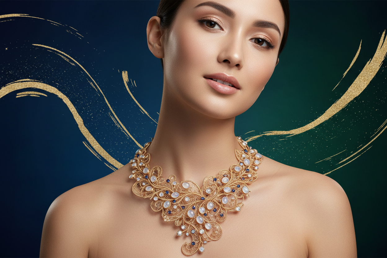 模特佩戴主推项链的大图