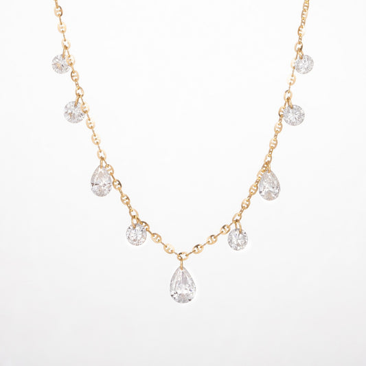 18K 金培育鑽石項鍊 1.18ct - 9 顆副石奢華款 (ZBN0093-1)