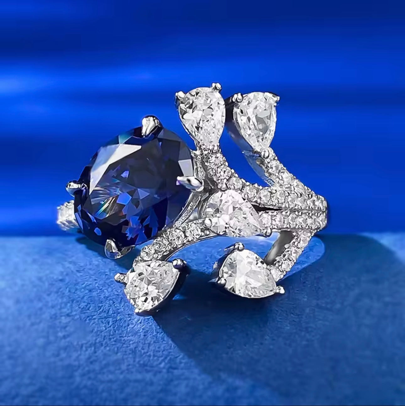 S925 純銀坦桑尼亞藍寶石戒指 | 7×9mm 橢圓切割 | 時尚通勤珠寶