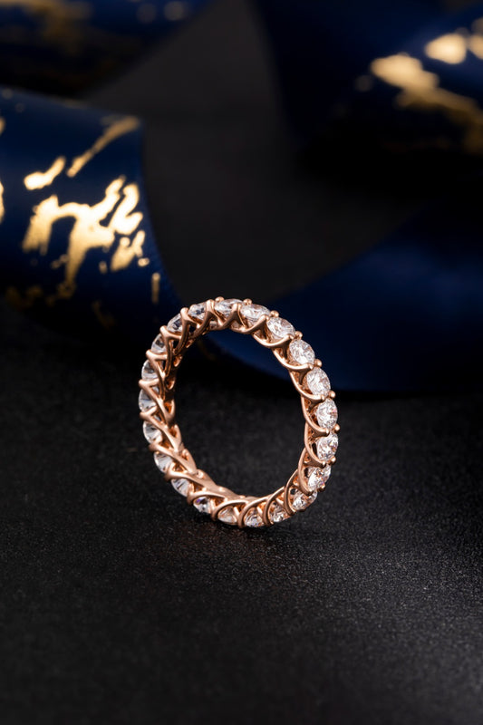 14K 紅金培育鑽石戒指 2.032ct - 21 顆副石奢華款 11 號 (ZBR0014)