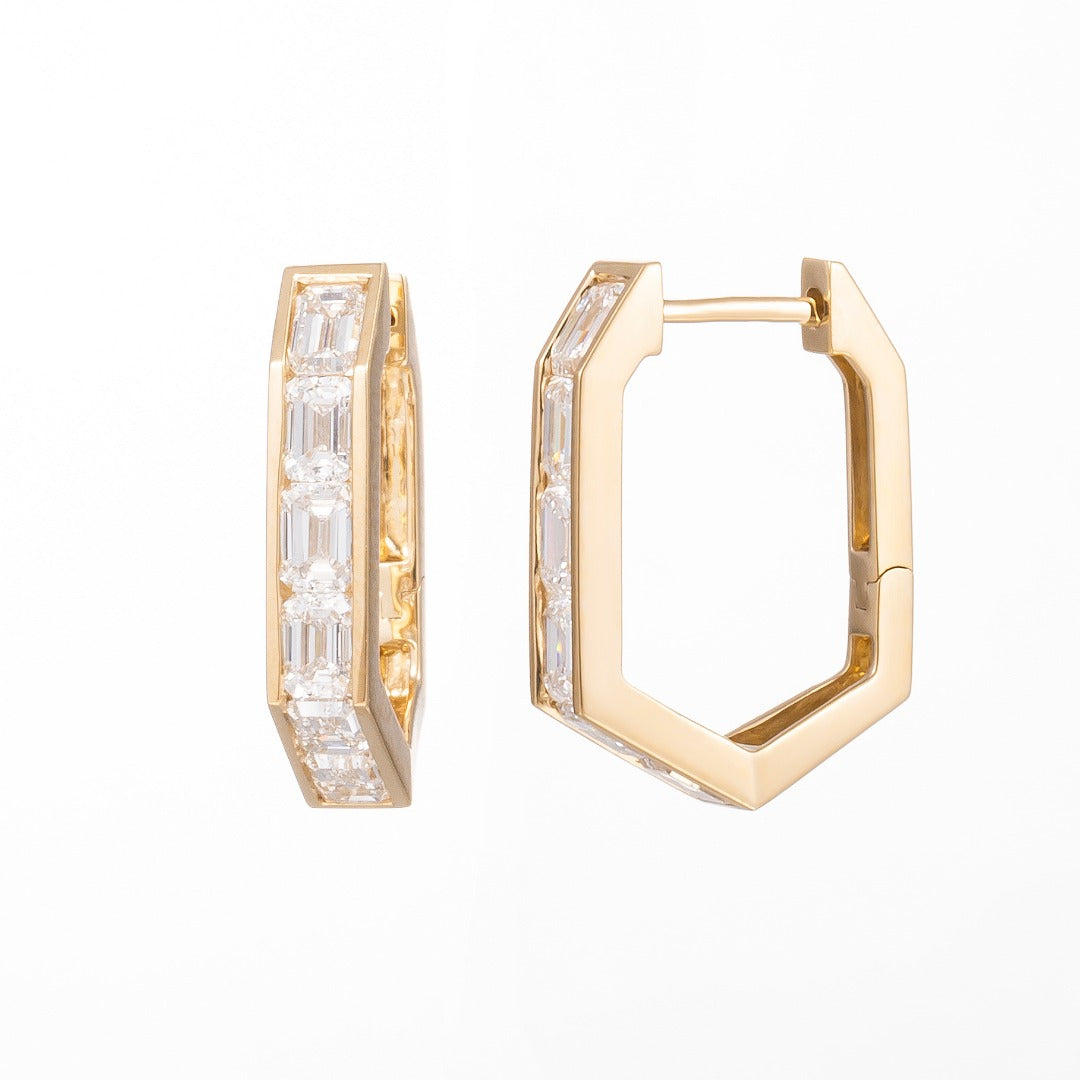 14K 黃金培育鑽石耳環 1.34ct - 12 顆副石華麗款 (ZBE0179)