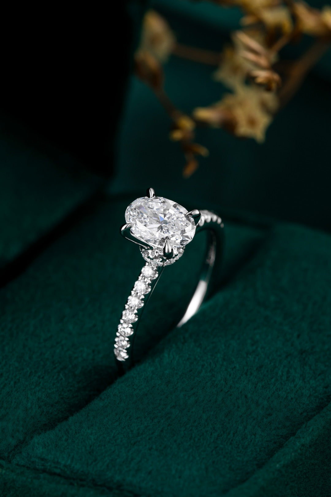 PT900 鉑金培育鑽石戒指 1.02ct - 主石配 24 顆副石奢華款 13 號 (ZBR0195)