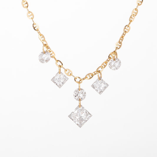 18K 金培育鑽石項鍊 0.55ct - 6 顆副石經典款 (ZBN0106)