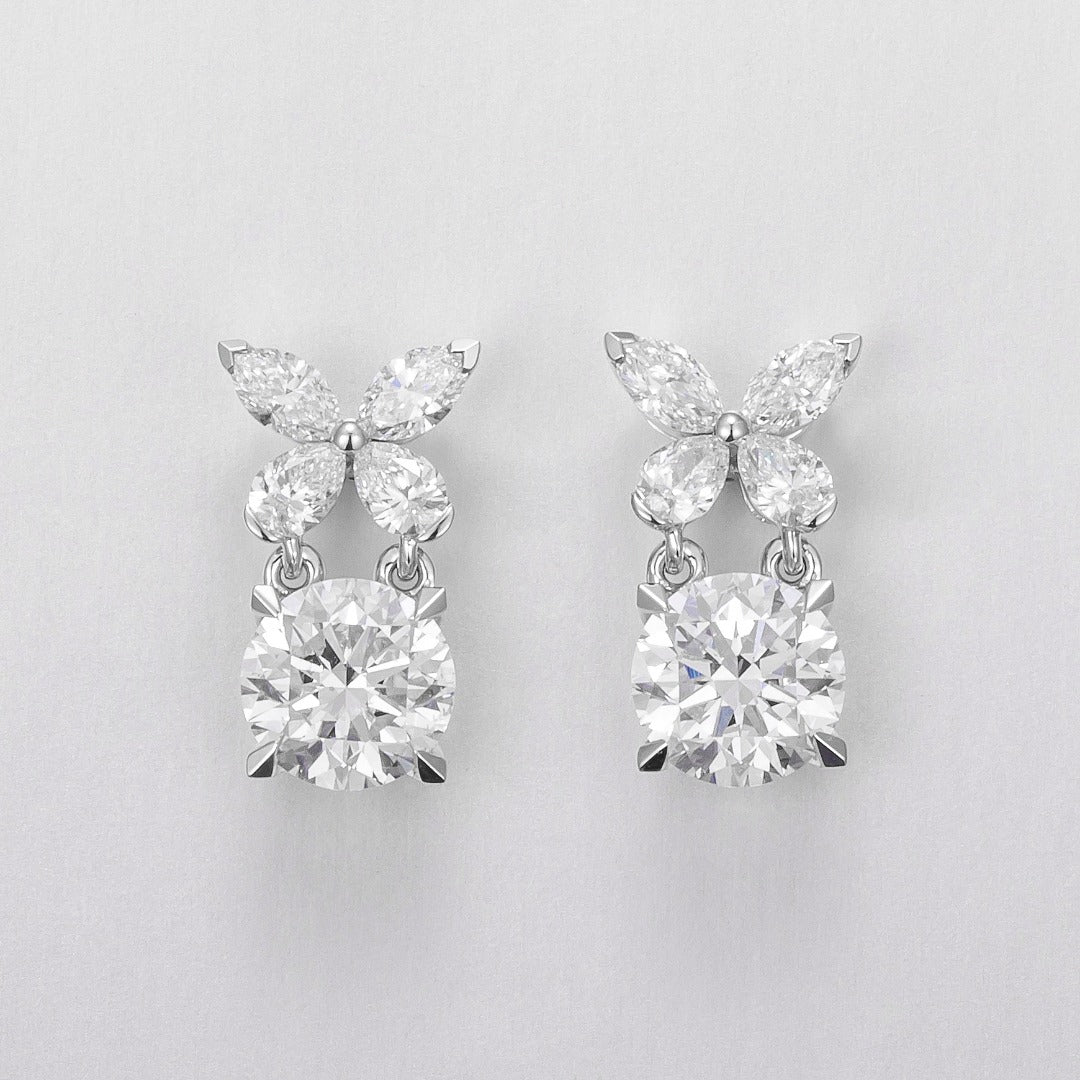 14K金培育鑽石耳環 | 1.43ct主石 0.52ct副石 | ZBE0183