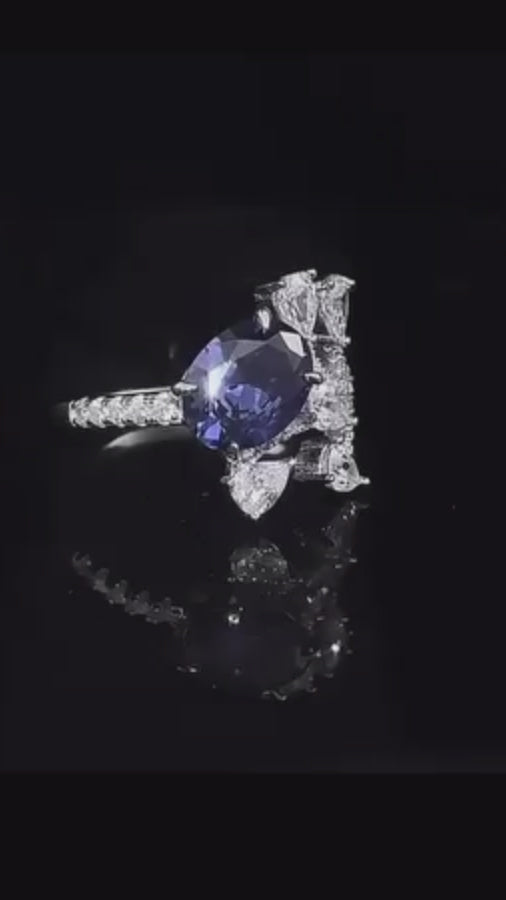 S925 純銀坦桑尼亞藍寶石戒指 | 7×9mm 橢圓切割 | 時尚通勤珠寶